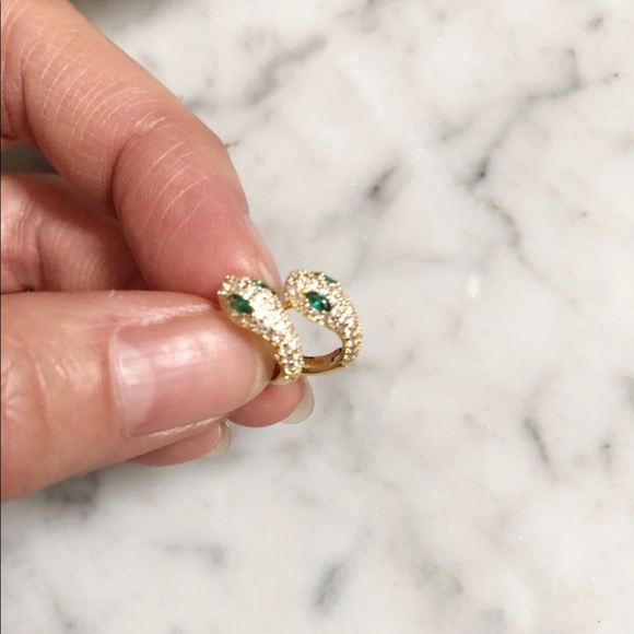 Tiny Gold Plated 925 Silver Snake Hoop Earrings - Picture 3 of 4